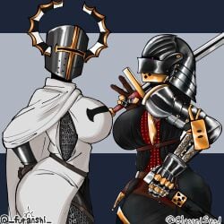 2girls big_ass big_breasts big_thighs breasts bust busty chest curvaceous curvy curvy_figure digital_media_(artwork) female female_knight furanshi hips huge_ass huge_breasts huge_thighs knight large_ass large_breasts large_thighs legs mature mature_female original original_character original_characters slim_waist thick thick_hips thick_legs thick_thighs thighs voluptuous waist wide_hips wide_thighs