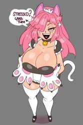 big_breasts brawl_stars breasts breasts colette_(brawl_stars) endorx grabbing_breasts pinku_pawlette sweat sweatdrop sweating