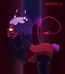 1futa 1girls against_wall alley alternate_version_available big_ass commission demon_girl demon_horns demon_tail dildo dildo_in_ass helluva_boss imp jerking moteluxionas pleasure_face sallie_may_(helluva_boss) transfem