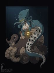 ass breasts brett_neufeld female furgonomics glowing_eyes hyponome marble_gate_dungeon mermaid metal_pasties octopus octopus_humanoid pasties piercing pointy_teeth siphon_(anatomy) siphon_piercing tentacle tentacle_hair underwater unusual_piercing