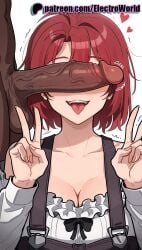1boy 1girls 2025 ai_generated artist_name balls breasts bust chest cleavage cock cow_girl_(goblin_slayer) dark-skinned_male dick electroworld erection female goblin_slayer heart hi_res high_quality high_resolution highres huge_cock interracial large_penis male netorare patreon patreon_username penis penis_awe penis_on_face precum rape red_hair solo_focus stable_diffusion straight testicles tongue tongue_out trembling twitching_penis uncensored v veins veiny_penis watermark