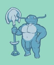 balls blue_body blue_skin buff catfish cock fish fish_boy fish_humanoid flaccid flaccid_penis knight male male_only naked naked_male nude pecs penis seymourcox short shovel shovel_knight shovel_knight_(character) smug smug_face solo toned toned_body toned_male whiskers