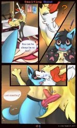 animal_genitalia anthro ass award balls braixen butt_focus canid canine duo fluffy fox frottage generation_4_pokemon generation_6_pokemon genitals glistening heart_eyes heart_symbol hi_res ignis_(smelting_bond) knot lucario male male/male mammal nintendo open_mouth pawpads paws penile penis pokemon pokemon_(species) poster samkit seductive sex sheath silver_(smelting_bond) smile smirk smug sniffing stretching surprised_expression tail tail_motion tailwag text tongue tongue_out trophy vein yawn