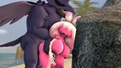 1boy 1girls 3d 3d_(artwork) :3 ^_^ beach beak bird black_sclera black_skin blue_sky blurry blurry_background blush body_fur breasts closed_eyes cloud collarbone colored_sclera colored_skin completely_nude corviknight day drooling fangs female from_side furry furry_female half-closed_eyes happy happy_sex horizon huge_breasts interspecies leg_up legs long_hair male multicolored_hair multicolored_skin nintendo nipples notsoanonsfm nude ocean open_mouth outdoors palm_tree penis personification pink_fur pink_hair pink_skin pokémon_(species) red_eyes red_skin saliva sand sex sex_from_behind shiny_pokemon shiny_skin sidelocks skin_fangs sky smile standing standing_on_one_leg standing_sex straight thick_thighs thighs tinkaton tongue topknot torso_grab tree two-tone_fur two-tone_hair two-tone_skin u_u uncensored vaginal_penetration very_long_hair water white_hair white_skin