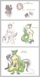 2019 ambiguous_gender anthro areola balls biped black_body black_fur blue_areola blue_insides blue_nipples blue_penis blue_tongue blush bodily_fluids border breast_growth breasts clothing colored countershade_neck countershade_torso countershading crouching dialogue digitigrade duo english_text eye_contact feral fur futanari gender_transformation genital_fluids genitals green_body green_eyes grey_border growth hair herm herm_(lore) hi_res human human_to_anthro ian_(secretskunk) intersex knot leash lizard looking_at_another mammal markings masturbation mephitid mth_transformation mti_transformation navel nipples non-mammal_breasts non-mammal_navel non-mammal_nipples non-mammal_pussy nude penetration penis prehensile_penis purple_markings pussy quadruped reptile scalie shaded simple_background skunk species_transformation standing strawberrytfs tail tail_fetish tail_in_own_pussy tail_in_pussy tail_insertion tail_masturbation tail_play text tongue torn_clothing transformation transformation_sequence unusual_insides vaginal_fluids vaginal_masturbation vaginal_penetration white_background white_markings yellow_body yellow_countershading