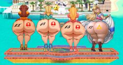 4girls a_link_between_worlds ass ass_bigger_than_head ass_focus bendacriss big_booty blonde_hair bottom_heavy bottomless brown_hair clothed delfino_plaza dumptruck_ass elf_ears female female_only high_heels hylian hylian_ears hyper_ass lifting_dress looking_back looking_pleasured mario_(series) multiple_girls nintendo no_underwear number_tattoo pawg prayforcummies princess_daisy princess_peach princess_rosalina princess_zelda revealing_clothes short_skirt skirt skirt_up super_smash_bros. tattoo tattoo_on_butt tattoos the_legend_of_zelda tramp_stamp underass wide_hips zelda_(a_link_between_worlds)