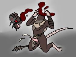anthro cum cumming death decapitation guro kinkydeathporn mace male male_death penis rat runawaydanish solo tagme tongue_out