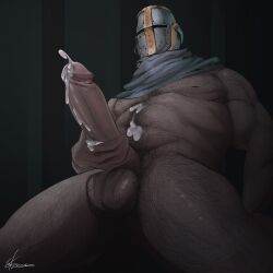 1boy balls bara barazoku big_balls big_penis body_hair cathedral_knight completely_nude completely_nude_male cum cum_drip cum_dripping_from_penis cum_on_chest cum_on_pectorals cum_on_self dark_souls dark_souls_3 ekzonzz erection fromsoftware gay genital_fluids hairy_balls hairy_chest hairy_male hand_on_penis handjob hard_on helmet huge_balls huge_cock leg_hair male male_focus male_nipples male_only male_pubic_hair manly masturbation muscular_male nipples nude orgasm penis solo solo_male touching_penis yaoi