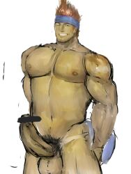 balls big_penis boner erection final_fantasy final_fantasy_x headband male male_only muscles muscular nude one_eye_closed penis solo solo_male wakka waribashi