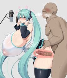 1boy ass_expansion ass_nipples_visible_through_clothing big_ass breast_expansion growing growth growth_potion growth_sequence hatsune_miku horny huge_ass huge_breasts hyper_ass hyper_breasts inflation lactation nipples nipples_touching slut sluts ugly_man vocaloid