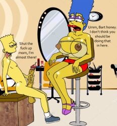 20th_century_fox 20th_century_studios accurate_art_style bart_simpson bimbofied high_heels huge_breasts huge_cock hyper_penis imminent_orgasm incest lipstick male_masturbation marge_simpson mother_and_son sbb the_simpsons yellow_body yellow_skin