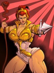 1girl 1girls big_ass big_breasts blue_eyes loonyjams masters_of_the_universe red_hair redhead solo solo_female teela