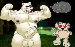 bara bear_(game) belly club_penguin club_penguin_island dragooner flexing gay herbert_p._bear huge_balls huge_breasts huge_cock male male_only musclegut penis polar_bear roblox roblox_game sam_(bear) ship teddy_bear two_boys two_males veins veiny_penis