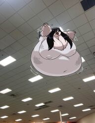 belly clothed clothed_female fat fat_fetish huge_belly johndraw54 johndrawfatties meme overweight overweight_female stomach stuck stuck_in_object tagme the_ring the_tv_that_the_ring_girl_would_break_her_neck_from yamamura_sadako