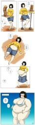 bbw big_belly big_breasts embarrassed fat fat_belly fat_woman hand_on_belly huge_belly huge_breasts morbidly_obese obese obese_female overweight overweight_female persona persona_5 roundersofter sadayo_kawakami ssbbw stuffed_belly stuffing swimsuit thick_thighs tight_clothing wardrobe_malfunction weight_gain