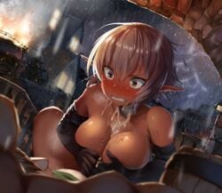 angry belko breast_hold breasts censored choker cum dark-skinned_female de-chan_(lolicept) elf lolicept no_bra original original_character paizuri penis pointy_ears possible_duplicate