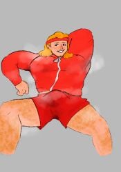 1boy bara duolingo eddy_(duolingo) hairy hairy_male long_hair male male_only muscular muscular_male musk musk_clouds musky_cock sportswear sweat sweat_stain sweaty