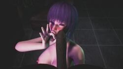 3d 3d_animation alluring animated ayane_(doa) big_breasts big_penis black_penis dark-skinned_male dark_skin dead_or_alive interracial inviting pov pov_eye_contact purple_hair red_eyes tagme tongue video virt-a-mate virtamate