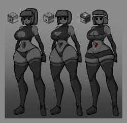 3girls big_breasts breasts dispenser_(minecraft) dropper_(minecraft) female female_only gloves headband humanoid humanoid_robot minecraft minecraft_anthro_block observer_(minecraft) redstone revealing_clothes robot robot_girl thick_thighs thighhighs zzzhodazzz