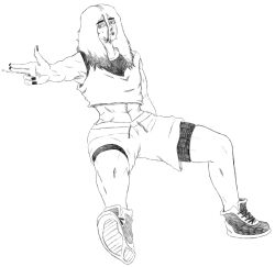 crop_top dbd dead_by_daylight female female_only sable_ward shorts sketch sweat sweatdrop