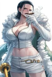 ai_clothes ai_generated ai_hands big_breasts black_hair breasts cigar cleavage cosplay crossover emma_frost_(cosplay) facial_scar female female_only genderswap_(mtf) hair_slicked_back large_breasts marvel mature mature_female one_piece opera_gloves pyroknight98 rule_63 scar scar_on_face shichibukai short_hair sir_crocodile smoking solo white_queen x-men