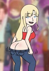 ai ai_art ai_generated animation big_ass big_butt blonde_hair pawg phat_ass pulling_down_pants share_my_story