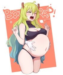 belly_expansion bloat bloated bloated_belly bloated_stomach bloated_tummy bloater bloating burp burping elpacha2 fat lucoa miss_kobayashi's_dragon_maid quetzalcoatl_(dragon_maid) stuffed_belly