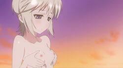 animated areolae blush breast_grab breasts ezomori_nozomu female grabbing kanokon nipples screencap small_breasts solo