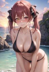 ai_generated arms_behind_head ass bikini blowjob blush breasts cum_in_pussy cum_inside cumshot hololive houshou_marine justinak lake missionary missionary_position mulitcolored_eyes naked nature nature_background open_mouth orgasm orgasm_face red_eye red_hair squatting_cowgirl_position twintails virtual_youtuber yellow_eye