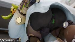 3d_(artwork) absurd_res anus ass blender_(disambiguation) blender_cycles blizzard_entertainment clothed clothing crotch digital_media_(artwork) dress genitals hi_res horn koofey machine omnic orisa overwatch overwatch_2 pussy robot taur upskirt