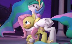 3d animated feral fishimira fluttershy_(mlp) friendship_is_magic futanari intersex my_little_pony princess_celestia_(mlp) sex source_filmmaker