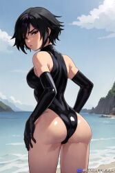 1girls ai_generated ass ass_focus bare_shoulders beach big_hero_6 black_elbow_gloves black_gloves black_hair black_latex black_latex_gloves black_leotard clothed clothed_female clothing colored_hair disney elbow_gloves female female_focus female_only from_behind from_behind_position gloves gogo_tomago grey_eyes hair latex latex_gloves latex_leotard latex_swimsuit leotard light_skin light_skinned_female looking_at_viewer looking_back ltxdiffusion medium_breasts one-piece_swimsuit outdoors outside png shiny shiny_clothes shiny_skin short_hair sideboob signature skin_tight solo solo_female solo_focus stable_diffusion swimsuit tight_clothing turtleneck wet wet_clothes