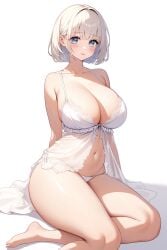 1girls ai_generated babydoll barefoot big_breasts blonde_hair blue_eyes breasts cleavage feet female female_only large_breasts lingerie looking_at_viewer nai_diffusion navel novelai original original_character platinum_blonde_hair short_hair simple_background sitting solo solo_female thick_thighs thighs white_background wide_hips yokozuwari