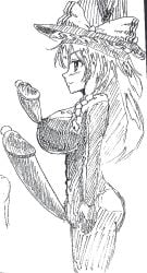 from_side futa_sans_balls futanari huge_cock i_(artist) line_art marisa_kirisame multi_genitalia multi_penis penis penis_nipples precum sketch touhou traditional_media_(artwork) triphallia unusual_genitalia_placement unusual_penis_placement what