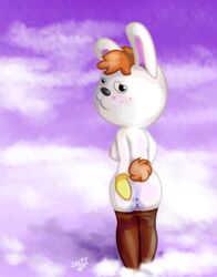 2018 animal_crossing anthro anus breasts clothing female gabi_(animal_crossing) gloves lagomorph leggings legwear mammal nintendo nipples pussy rabbit shortstack spread_anus spreading straight_hair video_games yiffnotgif