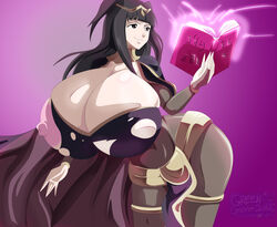 big_breasts breast_expansion bursting_breasts fire_emblem fire_emblem_awakening gigantic_breasts greengiant2012 huge_breasts huge_nipples large_areolae long_hair magic magical_girl nintendo ripped_clothing tharja_(fire_emblem)