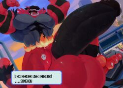 abs anthro balls biceps bodybuilder condom cum cum_on_penis cumming excessive_cum flexing furry gay hyper hyper_balls hyper_genitalia hyper_muscles hyper_penis hyper_testicles incineroar kunn_(artist) machoke male male_focus male_only muscles muscular muscular_arms muscular_ass muscular_back muscular_legs muscular_male muscular_thighs nipples pecs penis penis_growth pokemon pokemon_(species) testicles veins veiny_penis vore