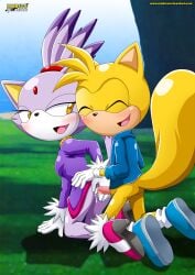 1boy 1girls anthro balls bbmbbf blaze_the_cat blush bottomless closed_eyes cum cum_in_pussy cum_inside female male male/female mobian_(species) mobius_unleashed open_mouth palcomix penis pussy ray_the_flying_squirrel sega sex sonic_(series) sonic_the_hedgehog_(series) tongue vaginal_penetration vaginal_sex