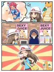 1girls age_progression breast_expansion breasts comic dragon dragonite female growth leaf_(pokemon) nintendo pokeharlot pokemon pokemon_(species) pokemon_rgby soumendaze