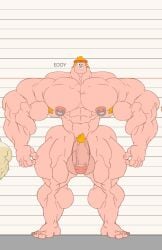 armpit_hair balls bara barefoot big_muscles big_penis duolingo eddy_(duolingo) feet flaccid headband height_chart human hyper_muscles male male_only muscles muscular nipple_piercing nude penis remert solo solo_male standing