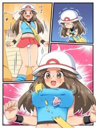 1girls age_progression blue_socks breast_expansion breasts comic dragonite female growth kneehighs leaf_(pokemon) loose_socks nintendo pokeharlot pokemon pokemon_(species) pokemon_rgby socks soumendaze wardrobe_malfunction