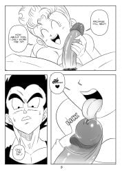 1boy 1girls big_breasts big_penis breasts cheating_husband cheating_mother comic daughters_husband dragon_ball ear_piercing english_text funsexydragonball heart imminent_fellatio imminent_oral in-lawcest licking_penis mother-in-law mother-in-law_and_son-in-law page_5 page_number panchy panchy_(dragon_ball) panchy_briefs son-in-law vegeta wifes_mother