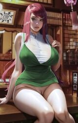 ai_generated bottomless long_hair looking_at_viewer milf naruto red_hair shaved_pussy uzumaki_kushina yiqiang