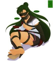 bishoujo_senshi_sailor_moon blindfold blindfolded bondage clothing feet gag gagged large_breasts pgratedslasher restrained sailor_pluto setsuna_meiou skirt vibrator