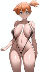 1girls ai_generated breasts celia_1127 female hi_res huge_breasts kasumi_(pokemon) light-skinned_female light_skin nintendo nipples orange_hair pokemon pokemon_rgby side_ponytail sling_bikini stable_diffusion