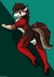 absurd_res ass balls canid canine furry genitals harikuran hi_res invalid_tag male mammal pinup pose