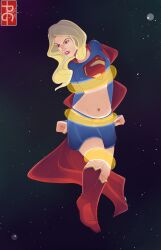 bare_midriff blonde_hair bondage bound dc dc_comics female female_only femsub fully_clothed midriff midriff_baring_shirt pgratedslasher restrained supergirl superman_(series)