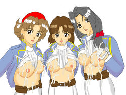 bow clothing cum kasumi_fujii medium_breasts sakura_taisen sakura_wars sega small_breasts tagme tsubaki_takamura yuri_sakakibara