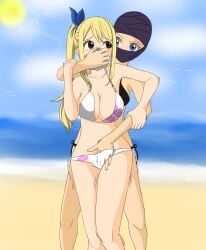 2girls beach big_breasts bikini bikini_bottom bikini_top blonde_hair chloroform damsel_in_distress domination fairy_tail female female_focus female_only fingers_on_pussy forced_yuri large_breasts lucy_heartfilia masked_female masturbating masturbation multiple_girls ninja ninja_girl rape thick_thighs trying_to_break_free trying_to_escape trying_to_resist unhappy_female yuri