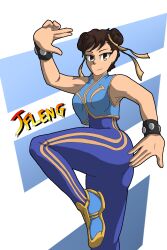 1girls chun-li female female_focus female_only fully_clothed girl jfleng solo street_fighter street_fighter_alpha thick thick_ass thick_hips thick_thighs tight_clothing yoga_pants